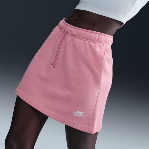 NEW Nike Sportswear Club Fleece Women's L Mini Skirt Elemental Pink $50 Cozy - Picture 3 of 6